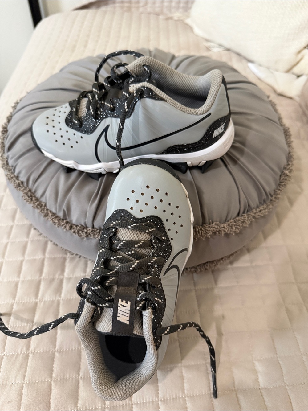 Nike Kids Light Gray and Black Sneakers